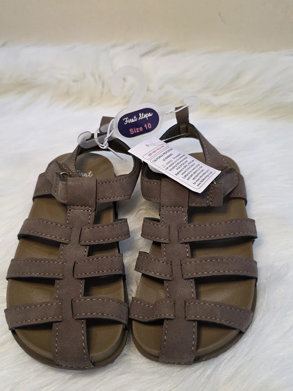 Kids Brown Strappy Sandals - Size 10